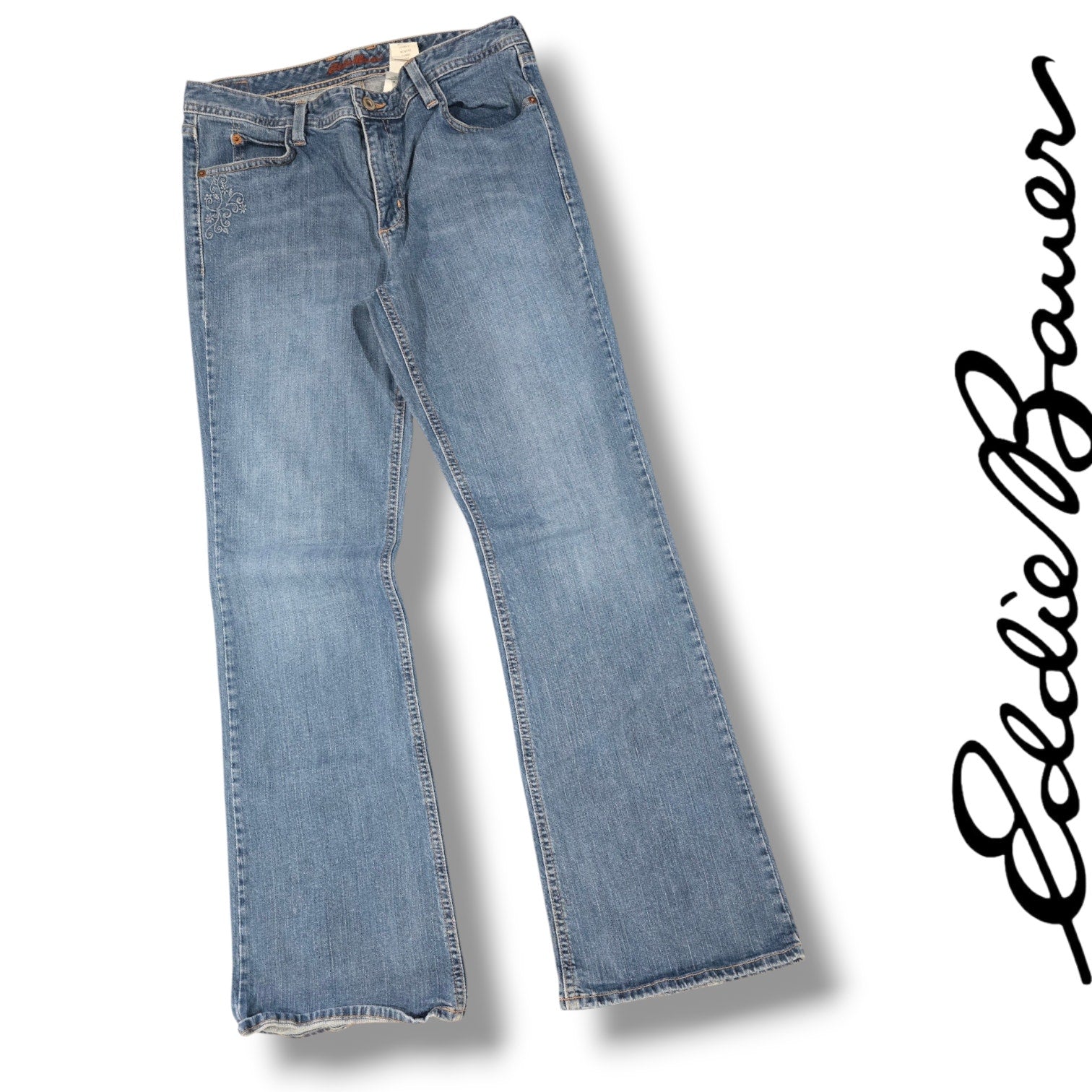 Eddie Bauer Vintage 2007 Embroidered Mid-Rise Flare Jeans Size 10R