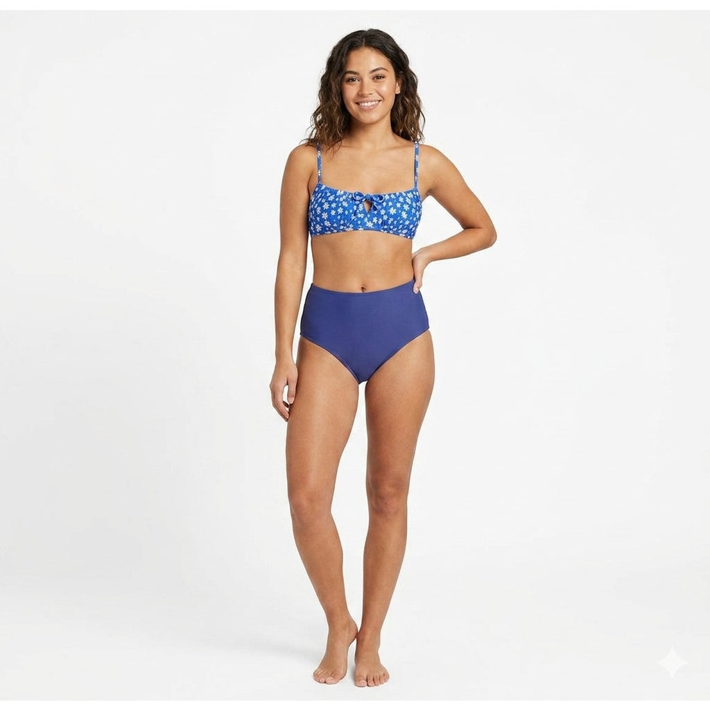 Xhilaration Juniors’ Blue Daisy Floral Bralette Bikini Top – Size Large