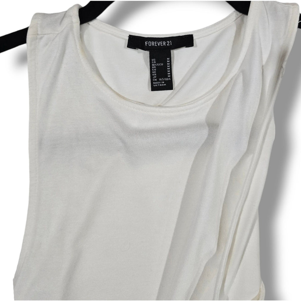 Forever 21 White Lace Up Ruched Tank Top Women’s Medium Stretch Sleeveless