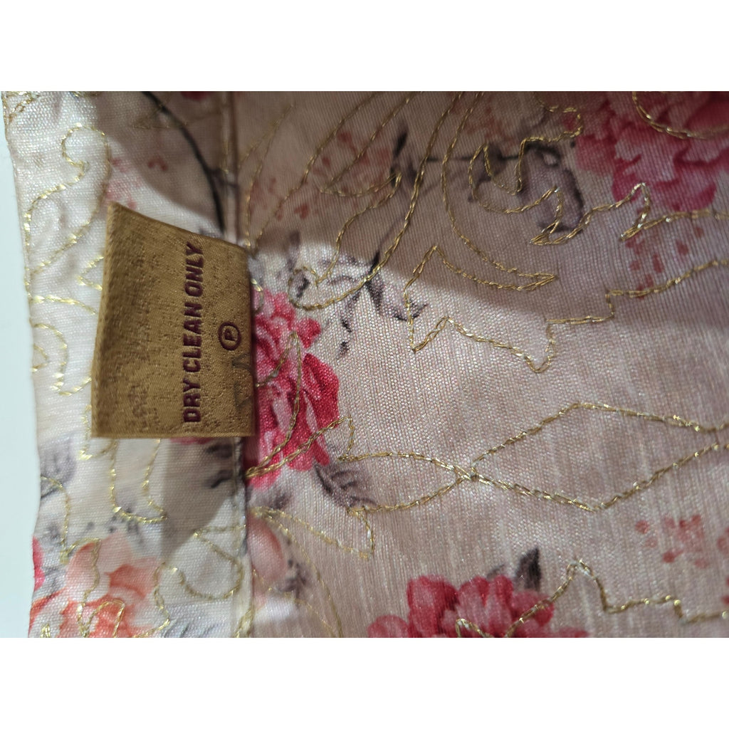 Manyavar men's Beige Jacket With Pink Floral Motifs