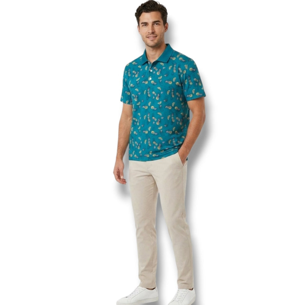 Goodfellow & Co Men’s Green Cocktail Print Standard Fit Polo Shirt – Size Small