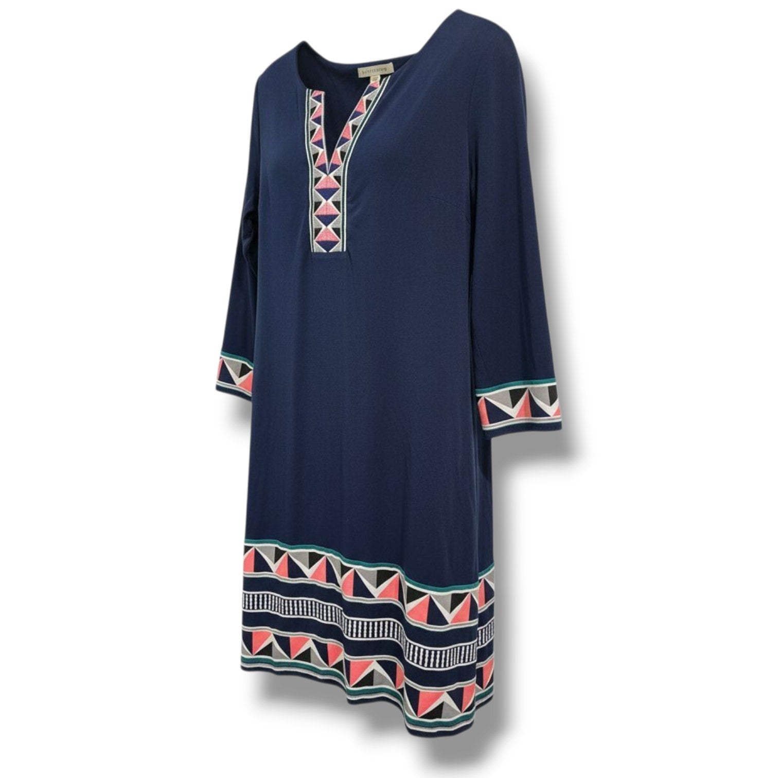41 Hawthorn Women’s Navy Geometric Print 3/4 Sleeve Shift Dress – Size Medium