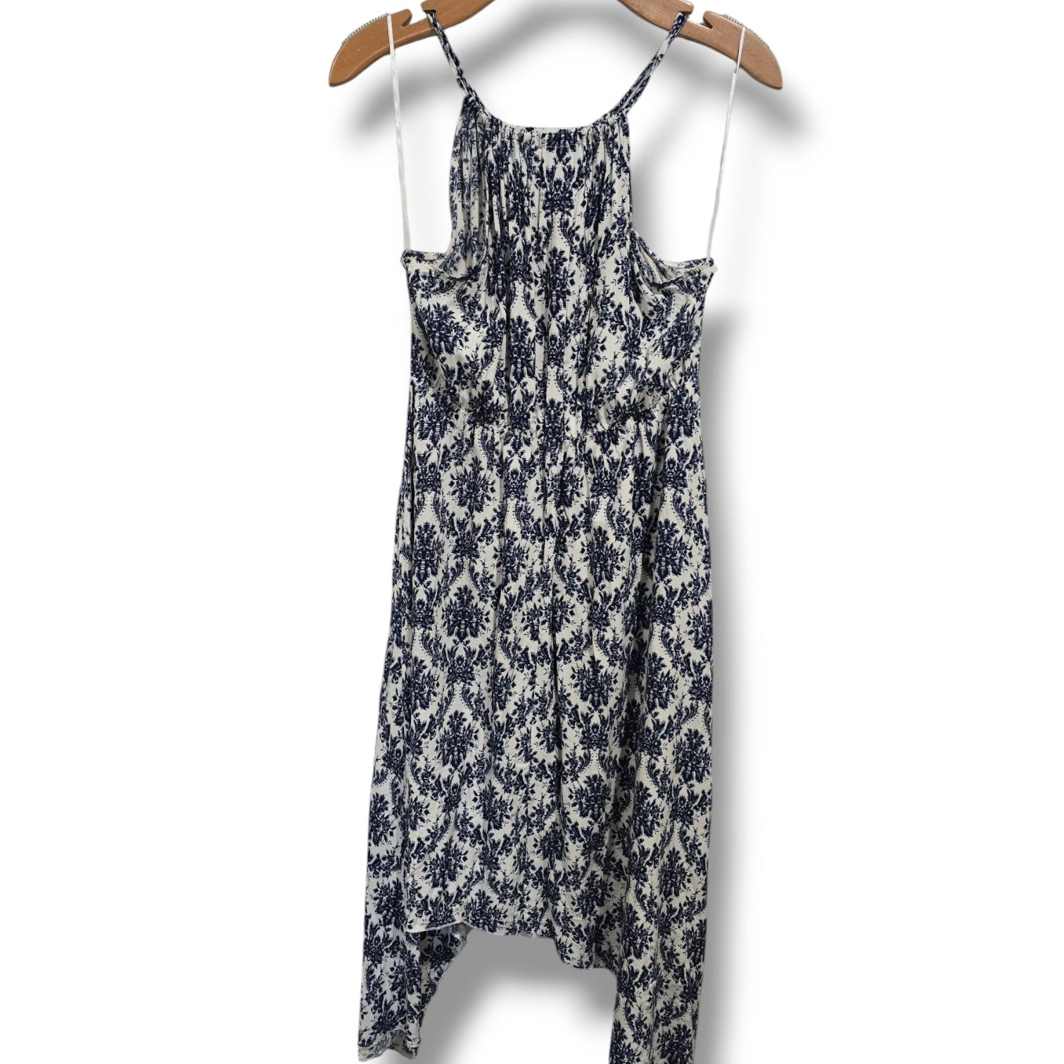 Foreign Exchange Blue & White Floral Sharkbite Hem Dress – Size Small