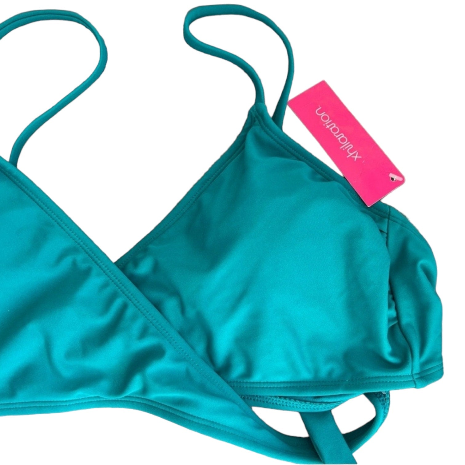 Xhilaration Juniors' Teal Wrap Front Swimwear Bralette Bikini Top