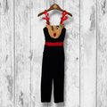 No Boundaries juniors Black Velvet Reindeer Christmas Jumpsuit