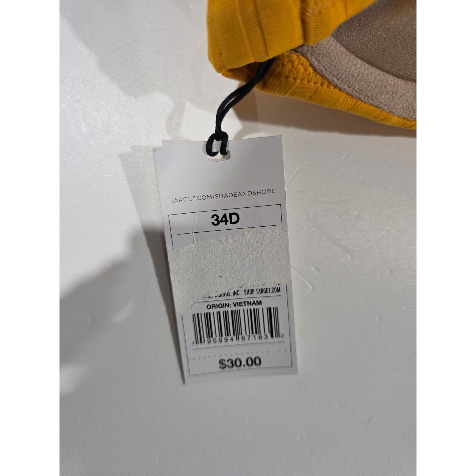 Shade & Shore Ribbed Mustard Yellow Underwire Bikini Top – 34D NWT