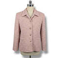 Sag Harbor Petite Women's Size 6P Soft Pink Black Tweed Button Front Blazer