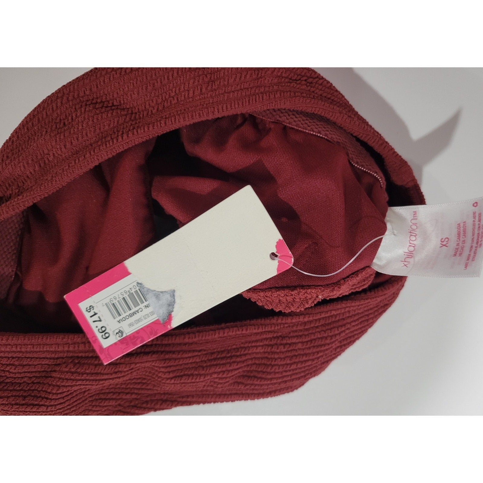 Xhilaration Juniors Ribbed Bralette Bikini Top XS Burgundy – New