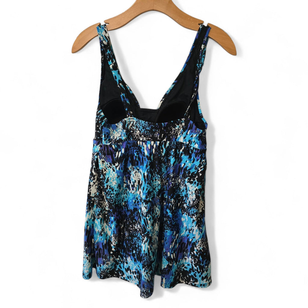 Croft & Barrow Blue Animal Abstract Print Halter Tankini Top Size 12