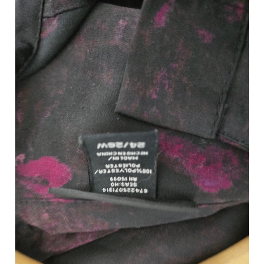 Apostrophe women’s plus size Woman Black & Purple Watercolor Button-Down Blouse 24w/26w