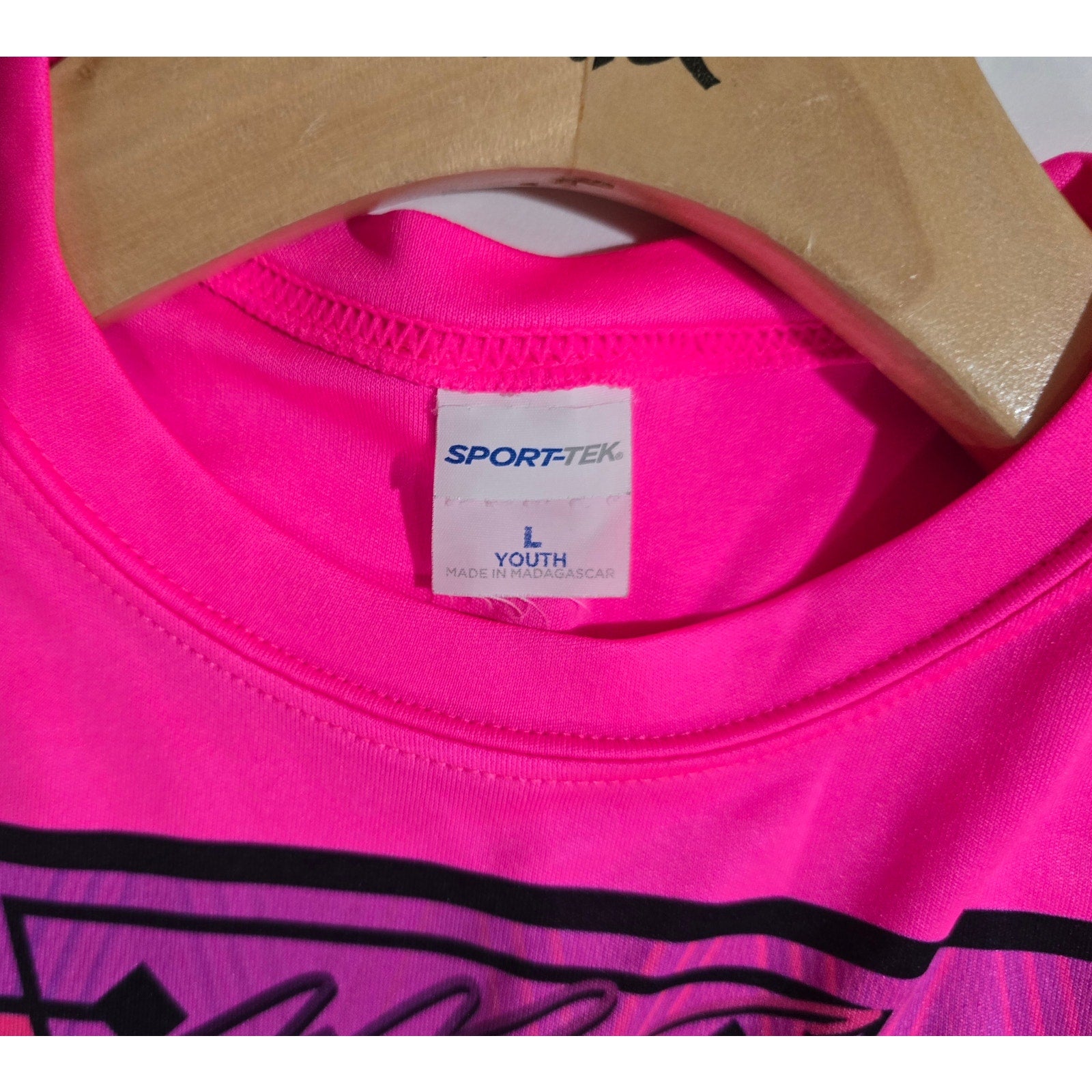 Sport-Tek Youth Large Neon Pink “Anthem” Graphic Tee Polyester Streetwear Shirt