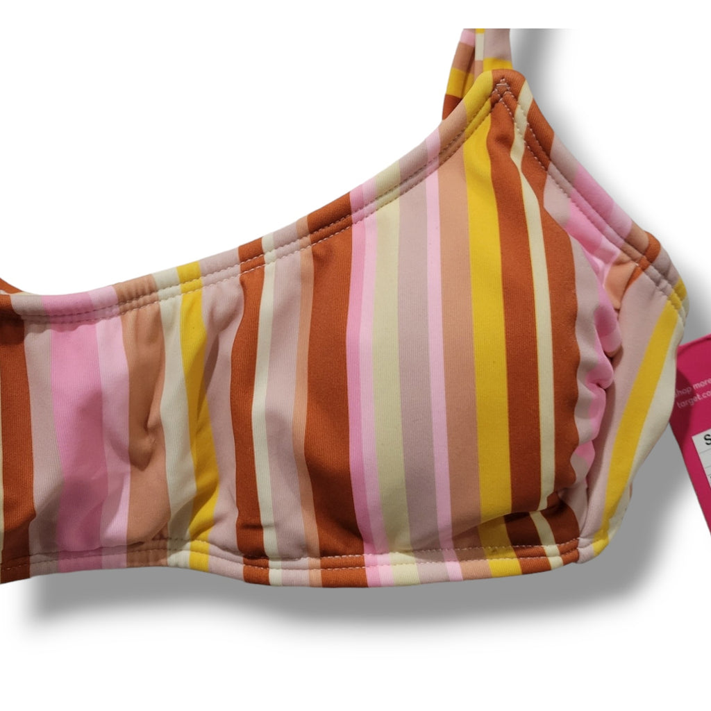 Xhilaration Juniors’ Multicolor Striped Scoopneck Bralette Bikini Top NEW