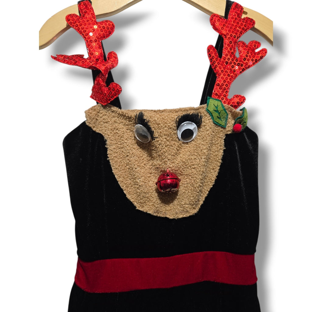 No Boundaries juniors Black Velvet Reindeer Christmas Jumpsuit