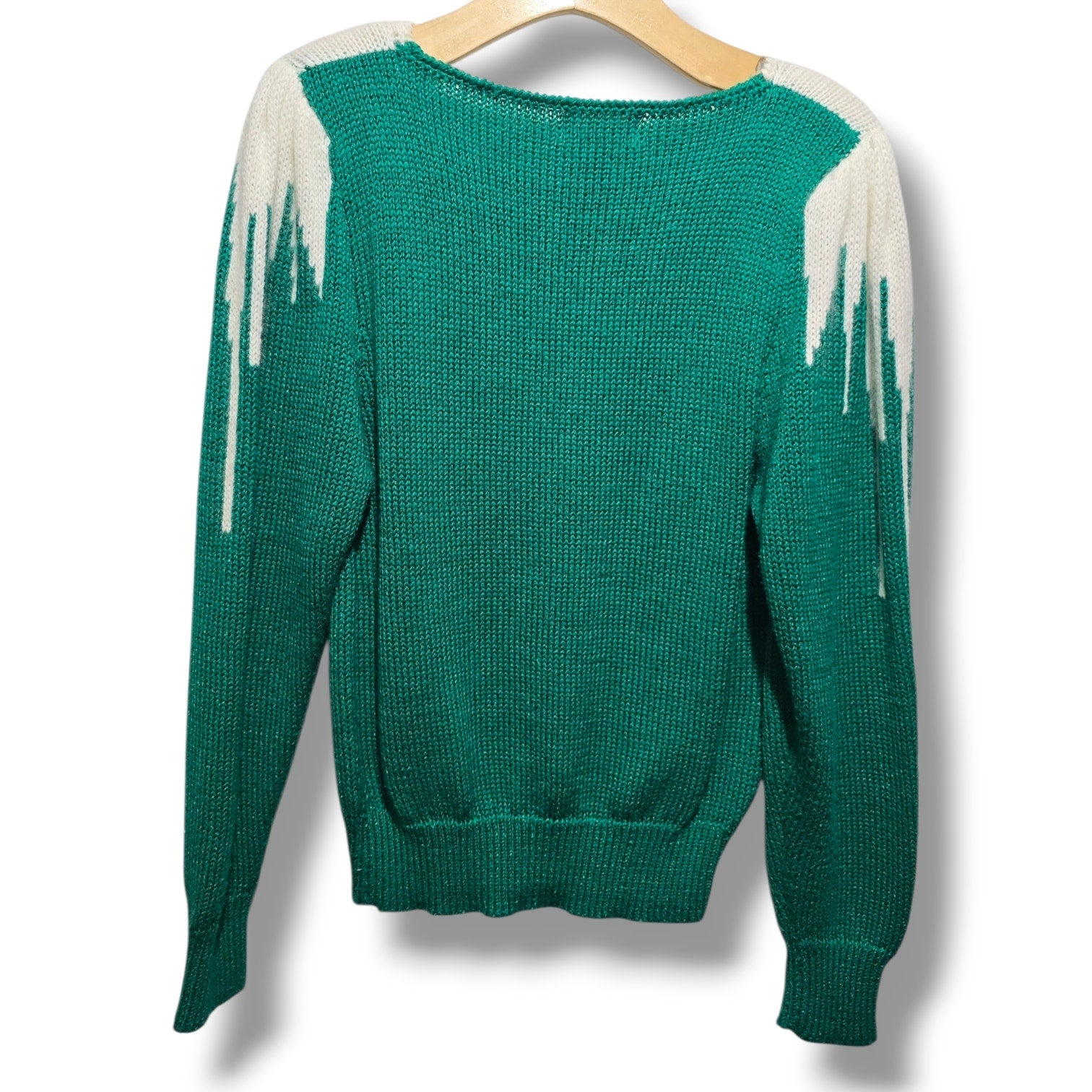 Inspiration Vintage Women's Size S Green White Icicle Graphic Knit Sweater
