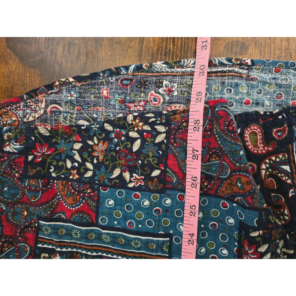 VatPave Men's XL Patchwork Paisley Floral Short Sleeve Button Down Shirt