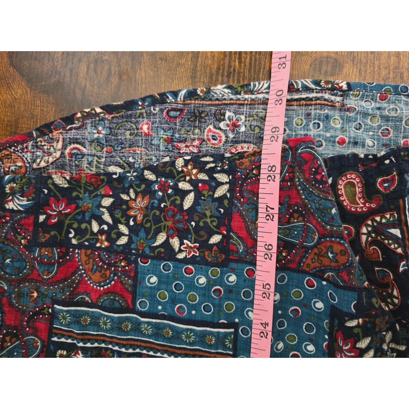 VatPave Men's XL Patchwork Paisley Floral Short Sleeve Button Down Shirt