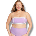 Kona Sol Plus Size Purple Terry Bandeau Bikini Top 14W NWOT