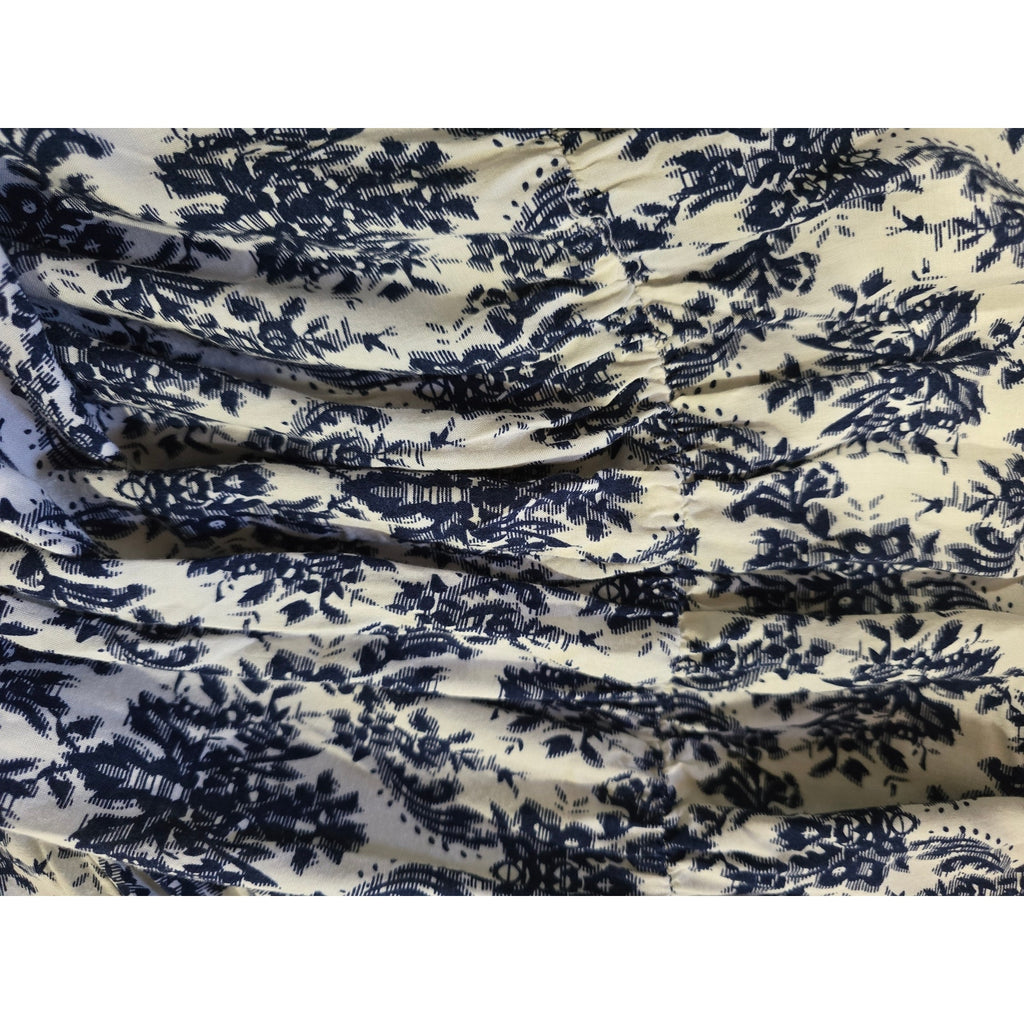 Foreign Exchange Blue & White Floral Sharkbite Hem Dress – Size Small