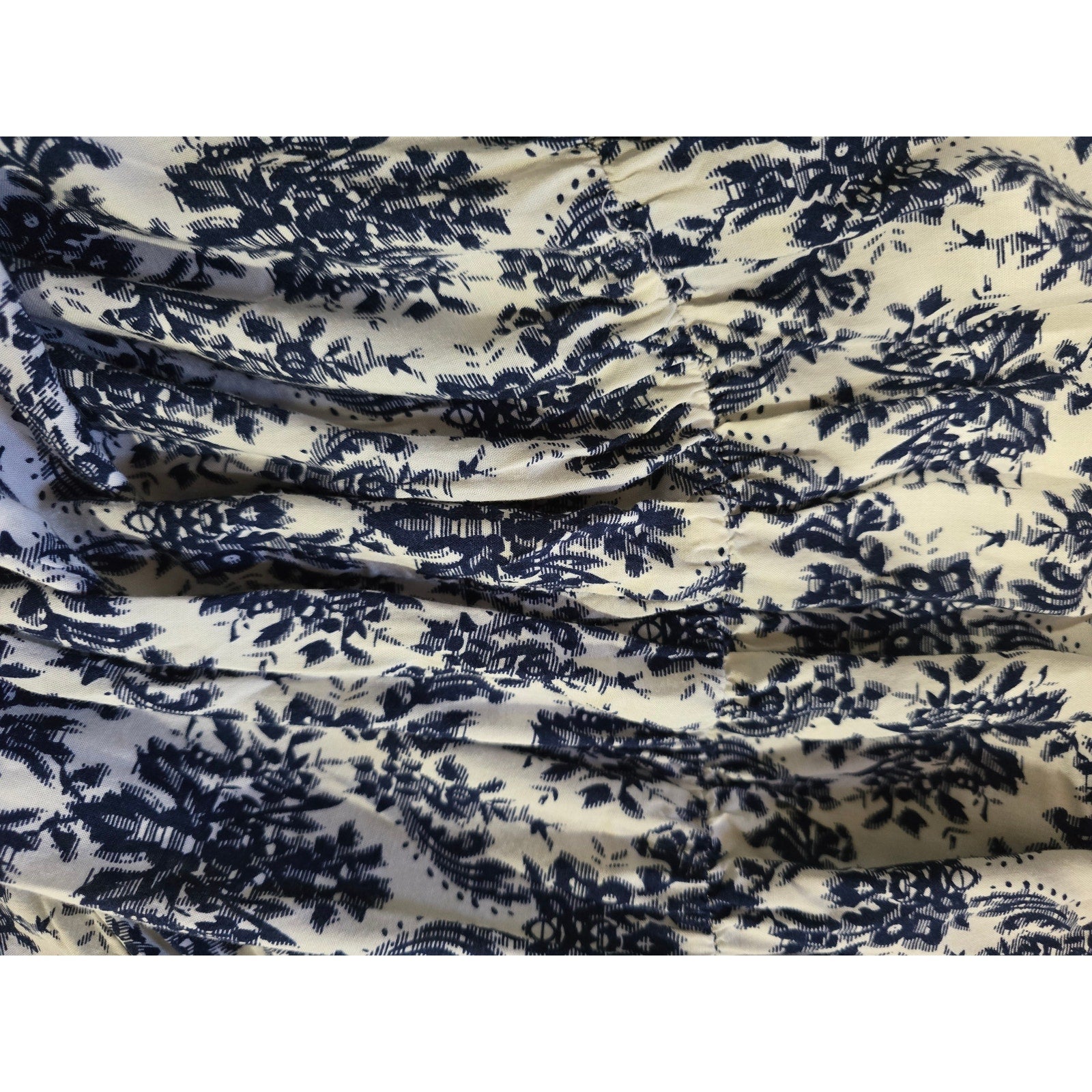 Foreign Exchange Blue & White Floral Sharkbite Hem Dress – Size Small