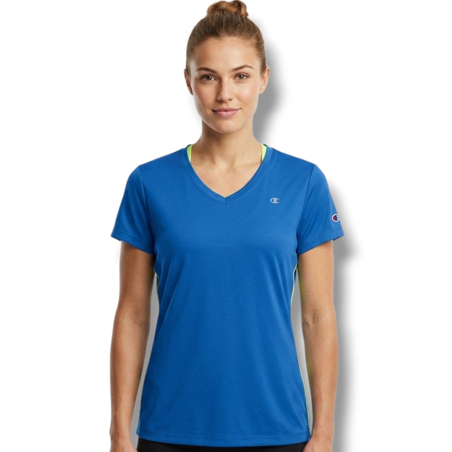 Champion Women’s Blue Performance V-Neck Athletic Tee – Size Medium