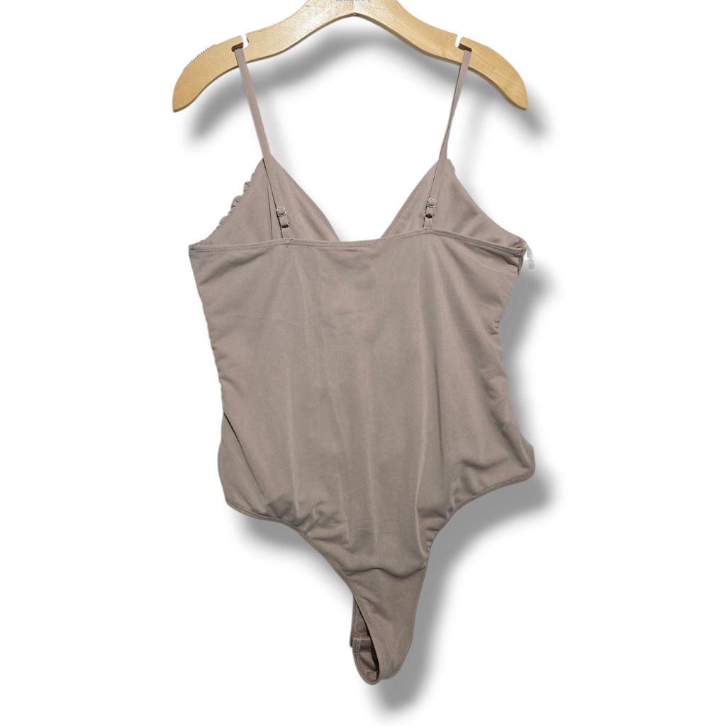 Shinestar women's Taupe Ruched Mesh Bodysuit size xl