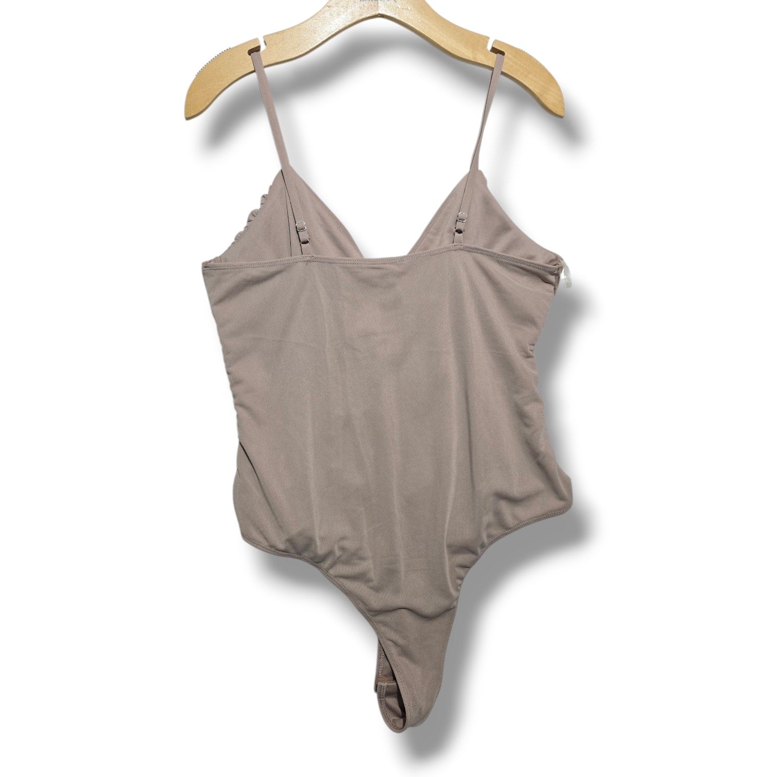 Shinestar women's Taupe Ruched Mesh Bodysuit size xl