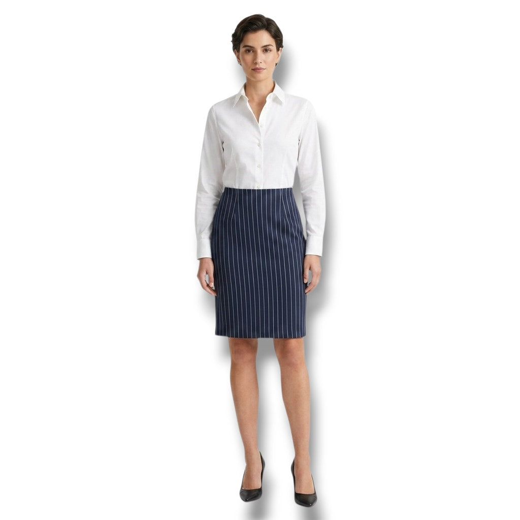 Vintage Evan-Picone Navy Blue Pinstripe Pencil Skirt Lined Size 10