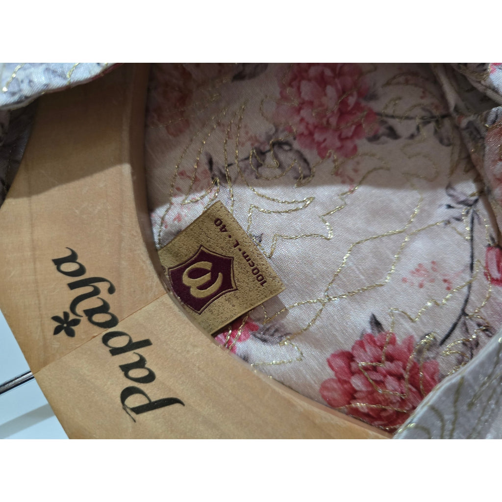Manyavar men's Beige Jacket With Pink Floral Motifs
