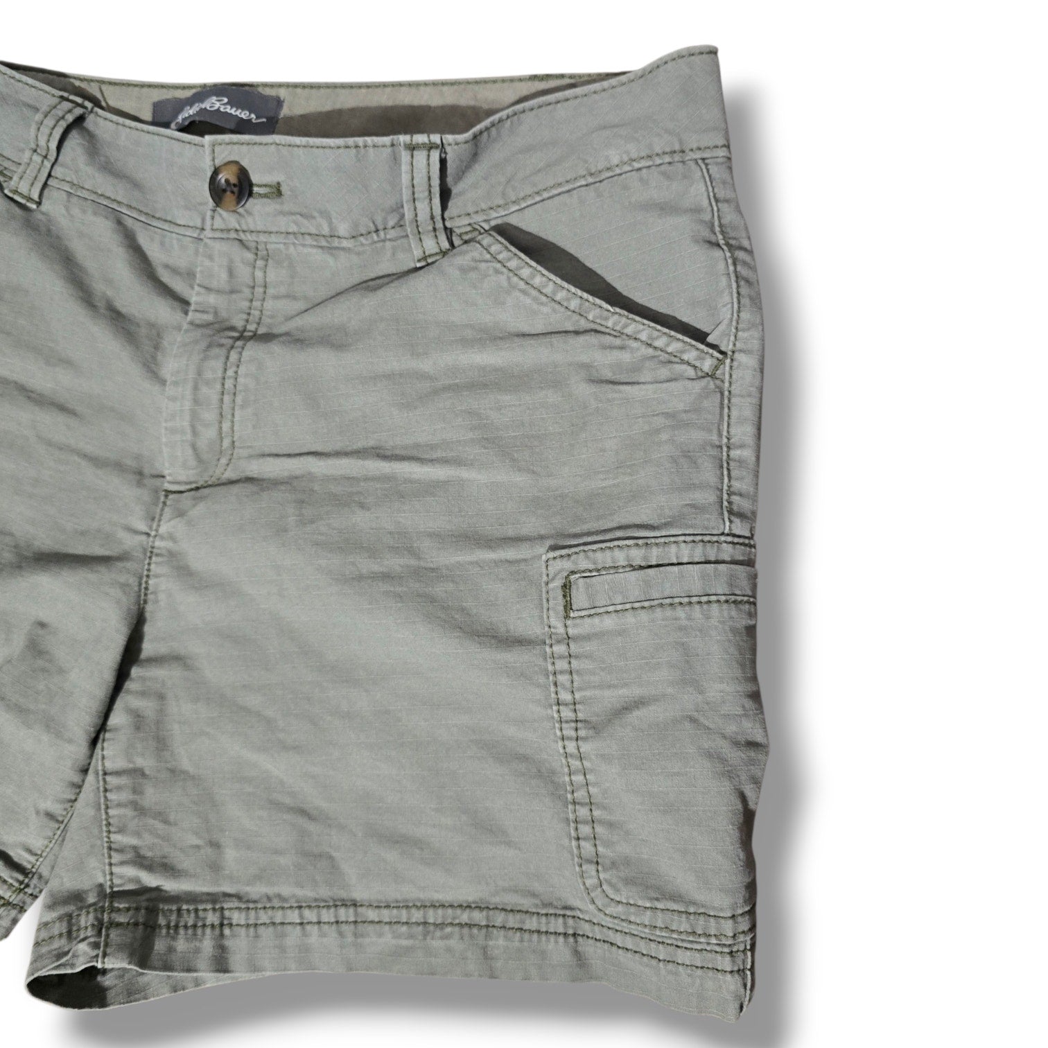 Eddie Bauer Women's Size 10 Specially Dyed Olive Green Cargo Outdoor Shorts