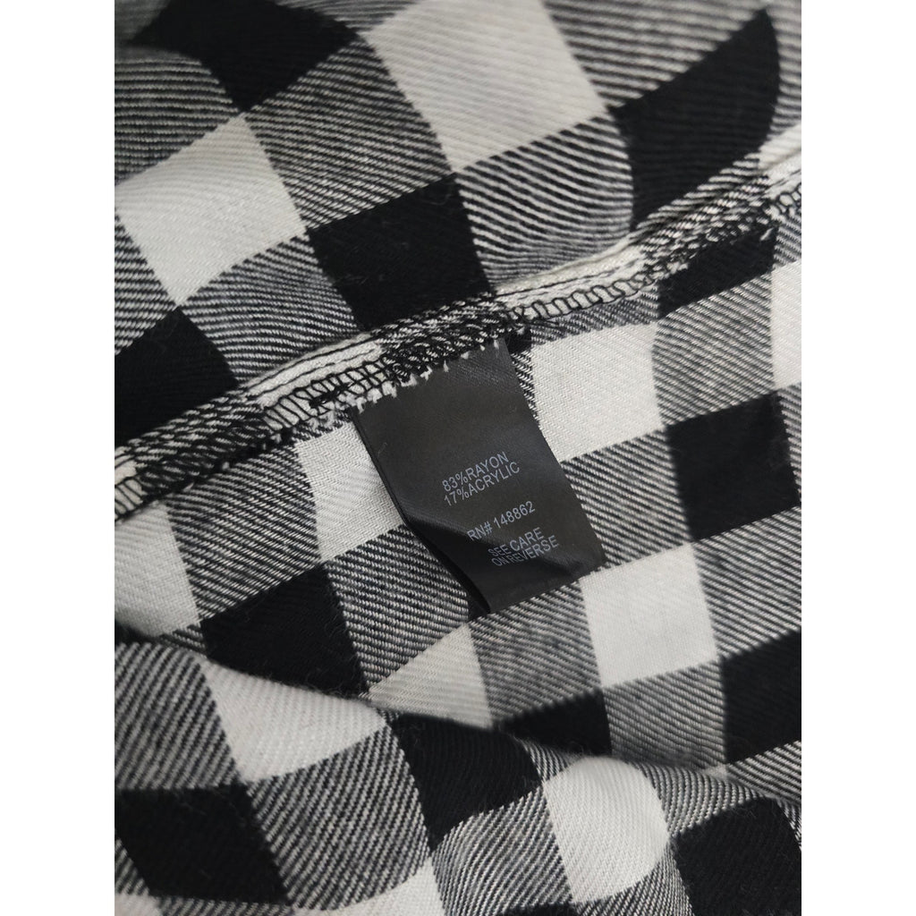 Torrid Size 3 Black White Buffalo Plaid Button Down Flannel Shirt Plus Size
