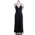 Women's Size Large Black Ribbed Knit Wide Leg Cami Jumpsuit
