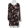 American Rag Cie Juniors Black Floral Lace-Up Bell Sleeve Dress – Size Small