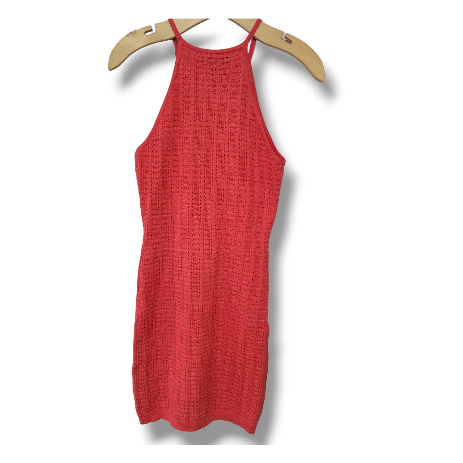 Hera Collection Women’s Orange Angelica Open-Knit Mini Dress – Size Medium