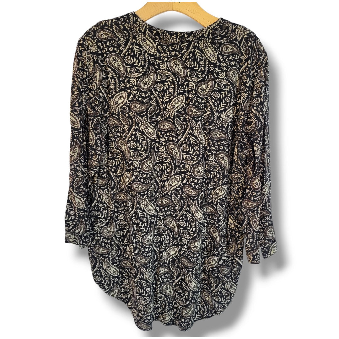 St. John's Bay Women's black paisley button-down Blouse  - medium