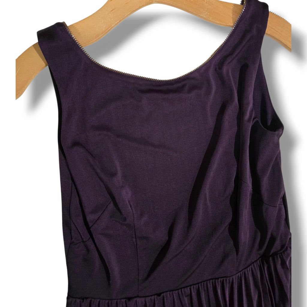 BETSEY JOHNSON Zipper Trim Detail Backless Retro Style Grape Dress Sz 8