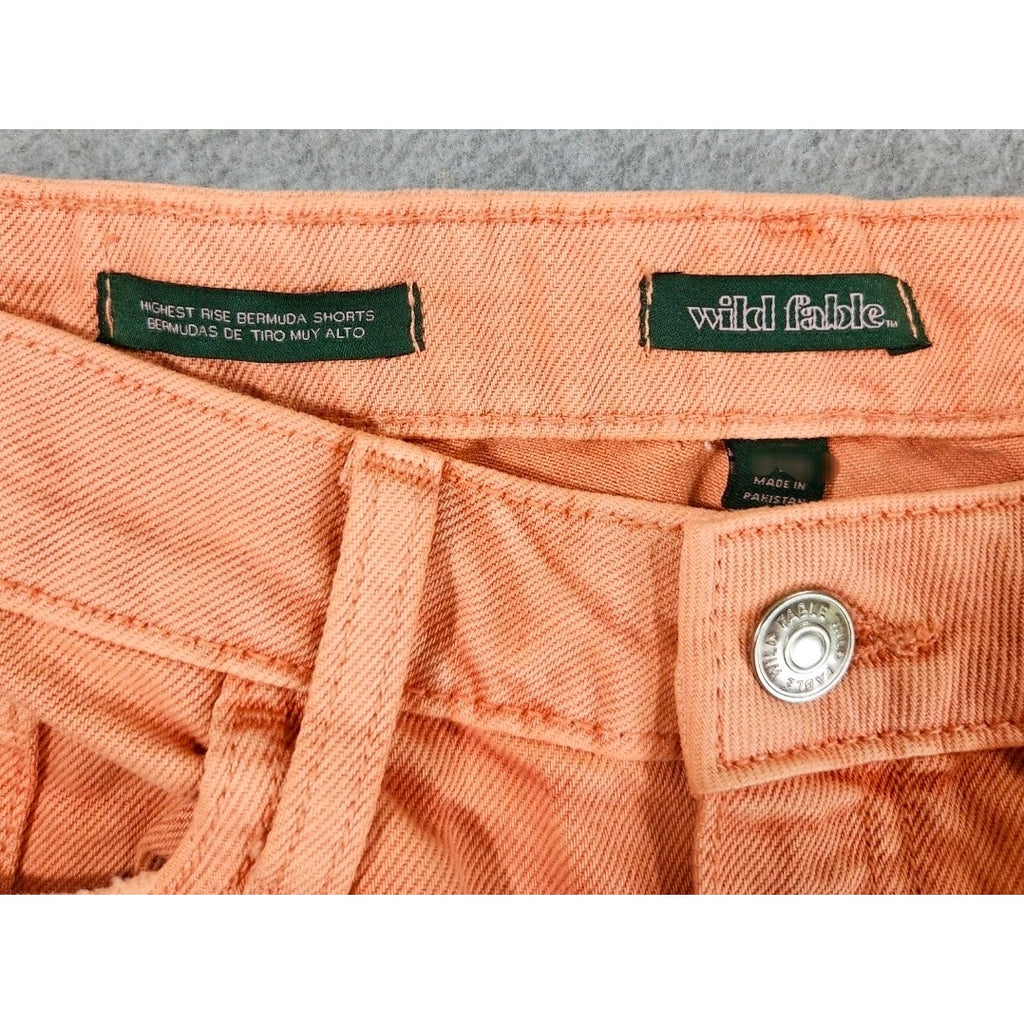 Wild Fable Highest Rise Distressed Orange Bermuda Shorts - NEW