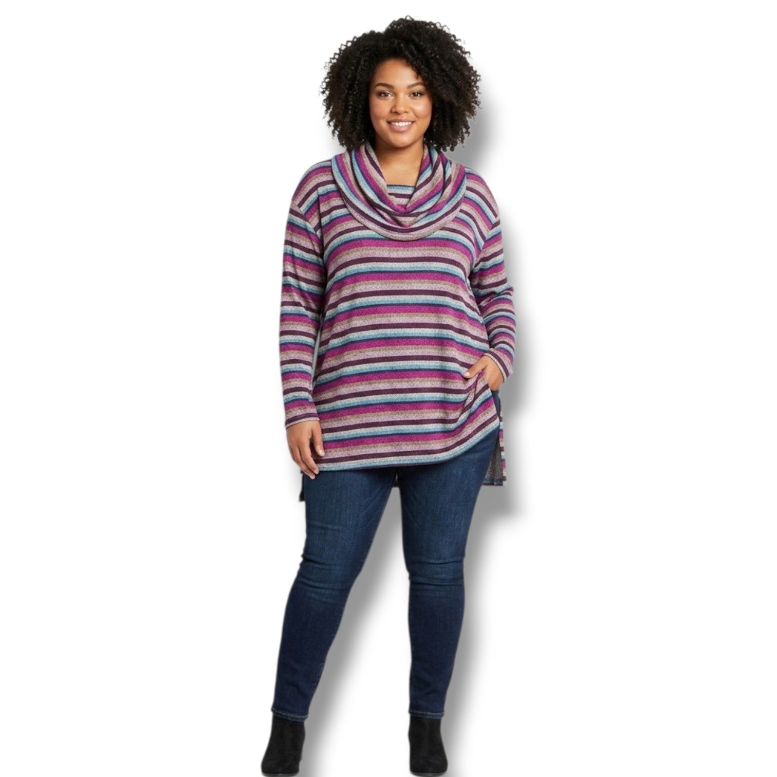 Lane Bryant Multicolor Striped Cowl Neck Tunic – Plus Size 18/20