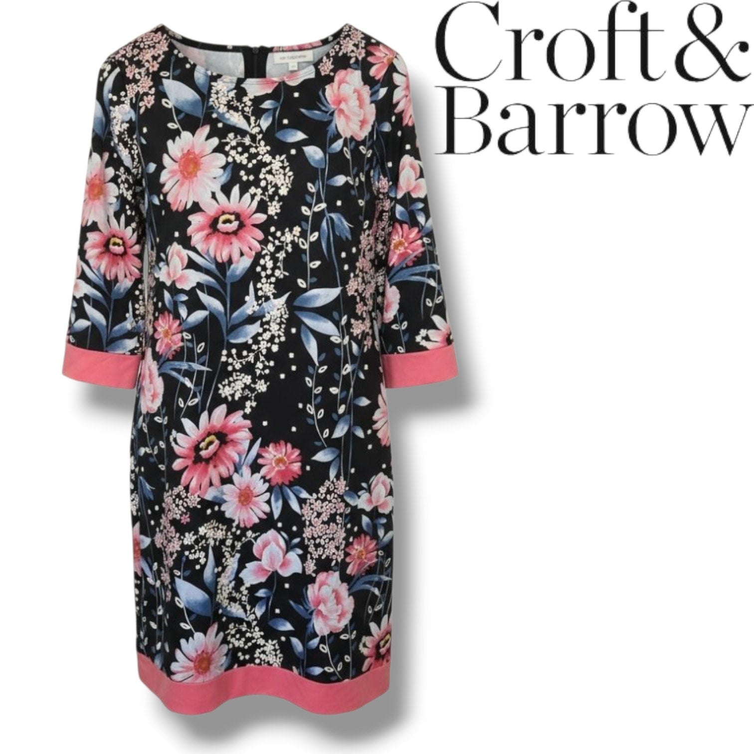 Croft & Barrow Women’s Floral 3/4 Sleeve Shift Dress – Size Small