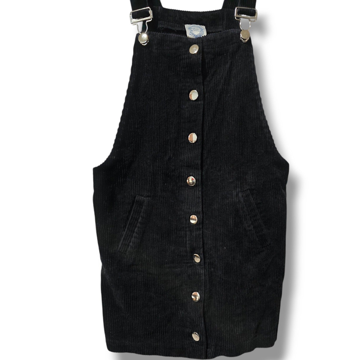 Blue Rain Women’s Black Corduroy Skirtall Dress – Size XS, Adjustable Straps