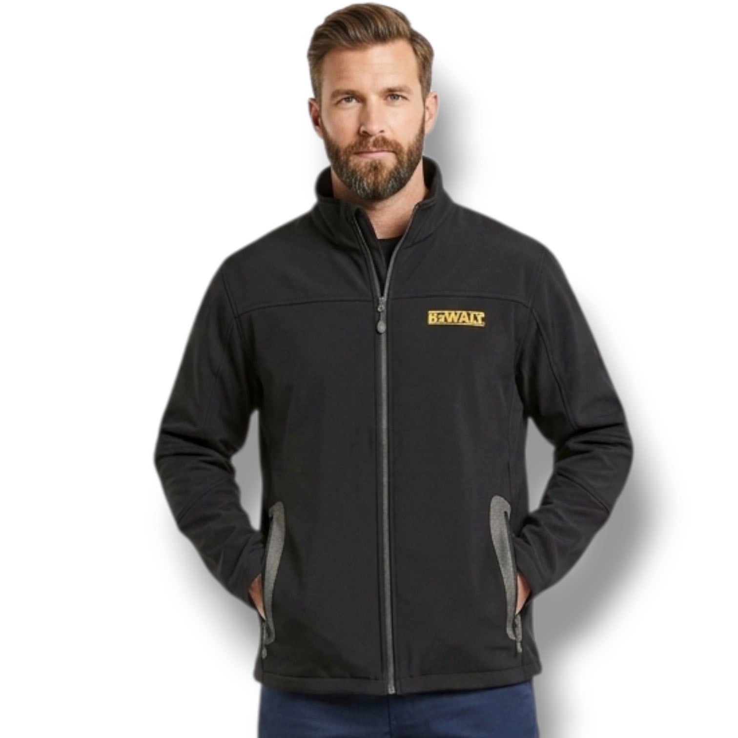 North End DeWalt Men's Embroidered Softshell Jacket XL Black Fleece Lined