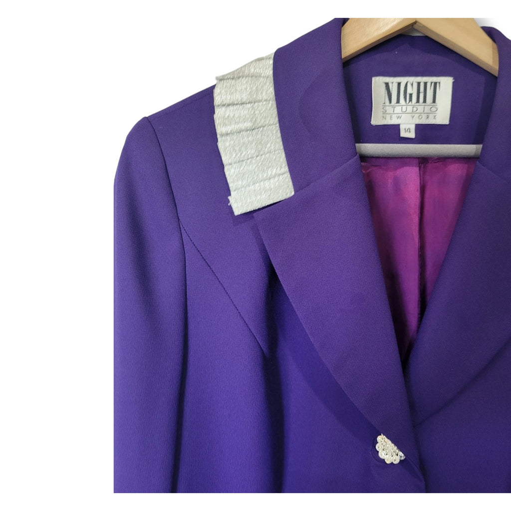 Night Studio New York 80s/90s Purple Blazer Jacket Metallic Bling Size 14