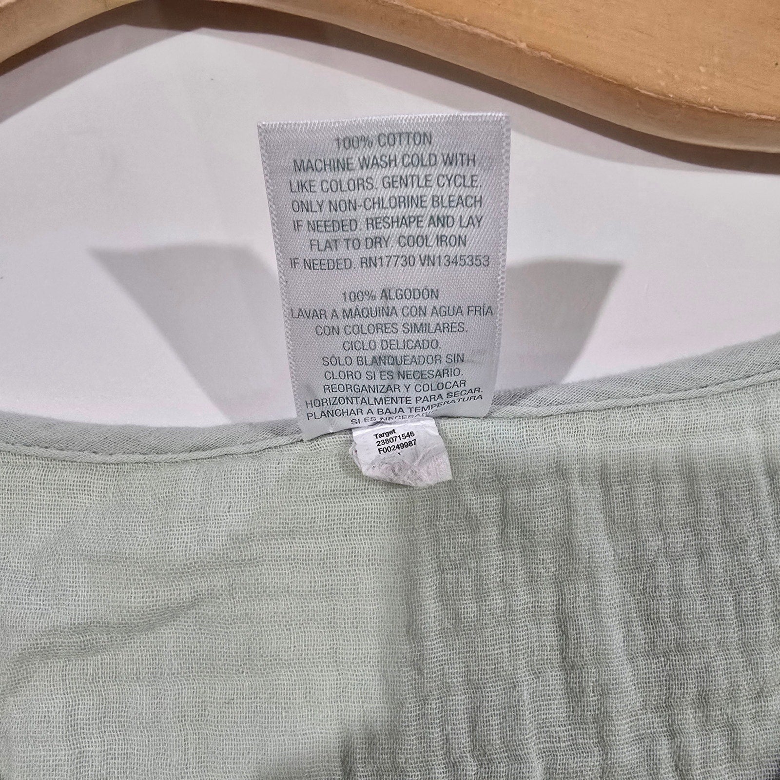 Kona Sol Sage Green Gauze V-Neck Crochet Trim cover up Top Women’s Large
