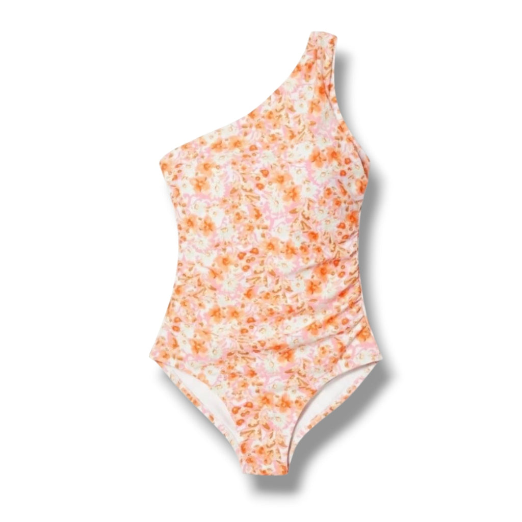 Kona Sol Plus Size One-Shoulder Floral Swimsuit – 16W, New