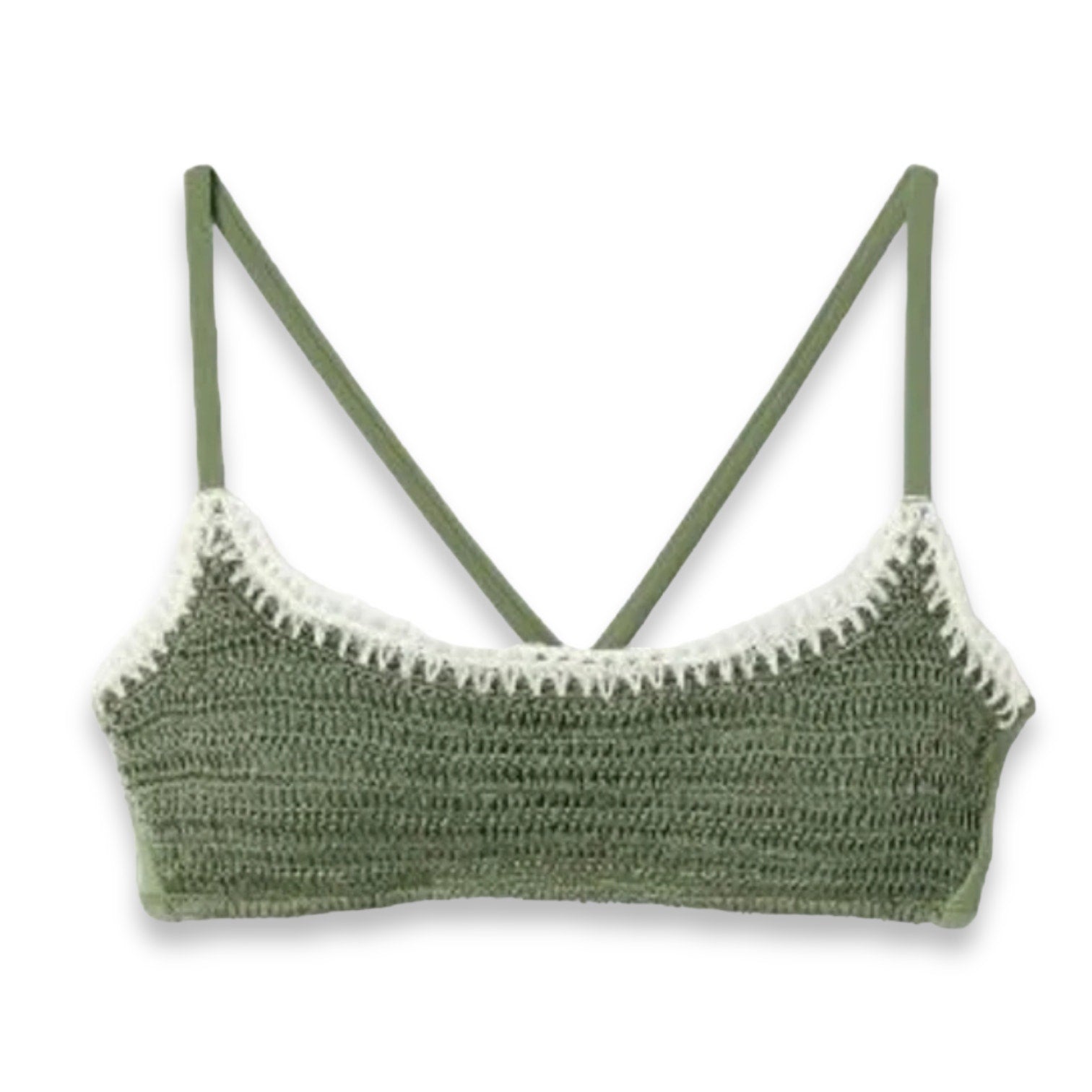 Xhilaration Juniors Sage Green Crochet Bralette Bikini Top