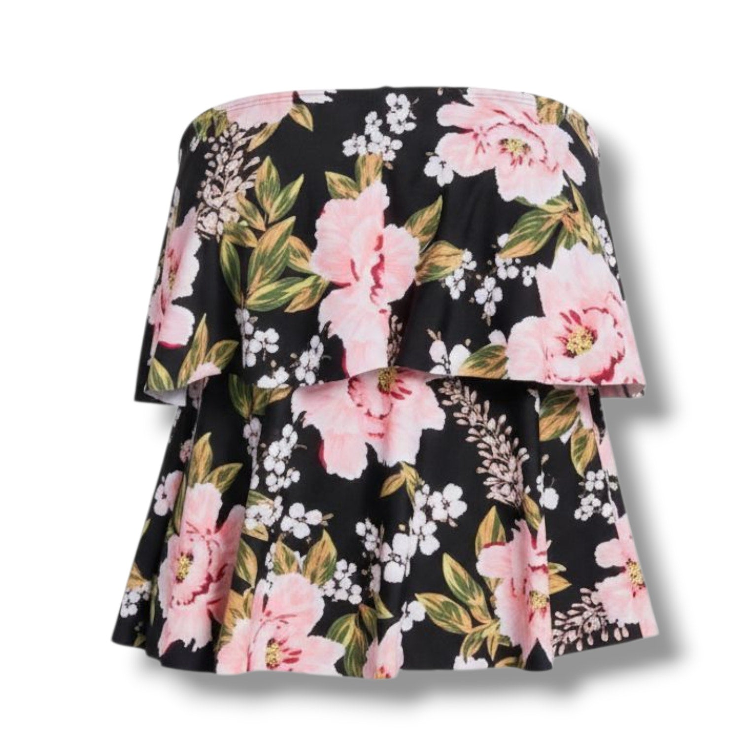 Kona Sol Women's black floral layered tankini - XS