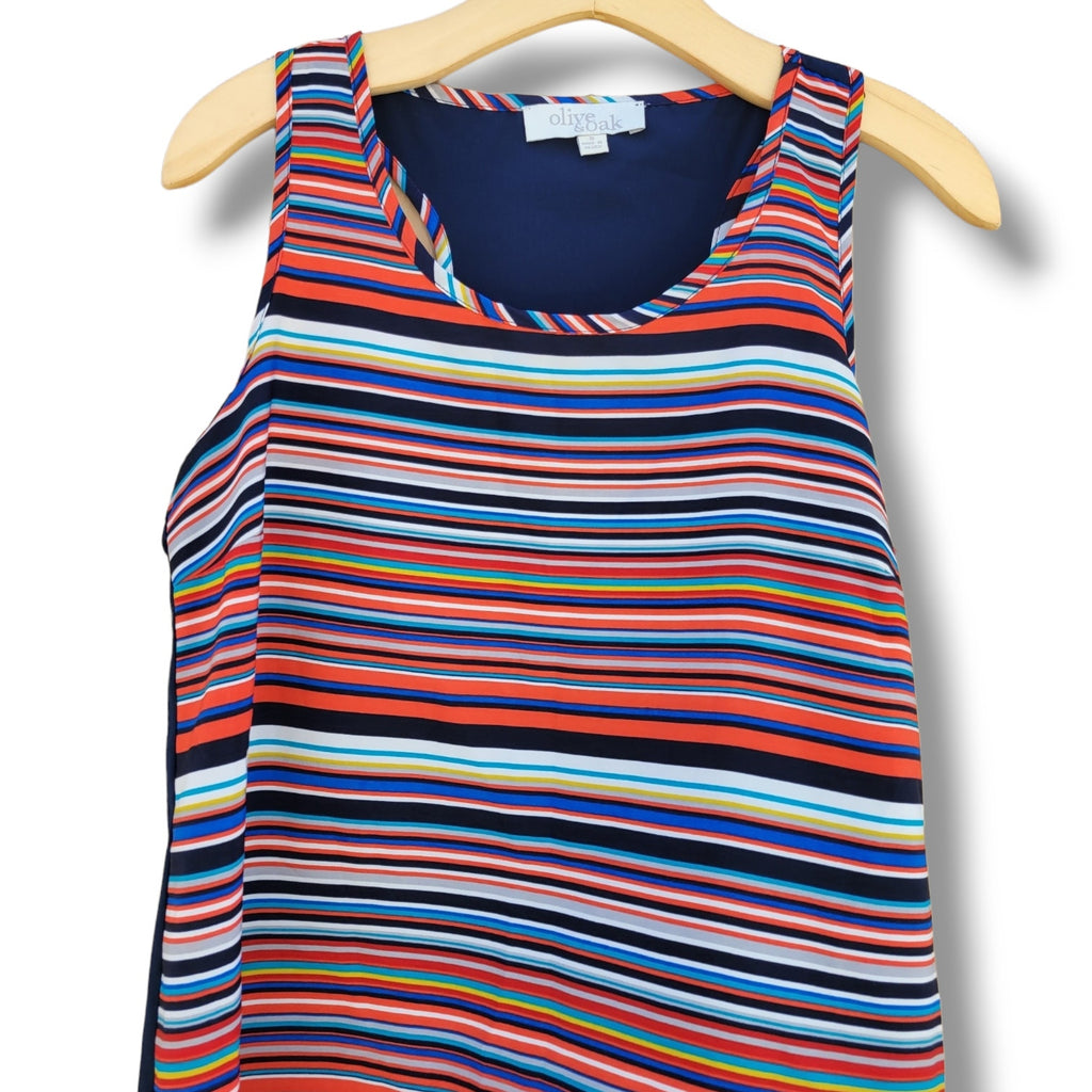 Olive & Oak Women’s Colorful Striped Sleeveless Blouse Small