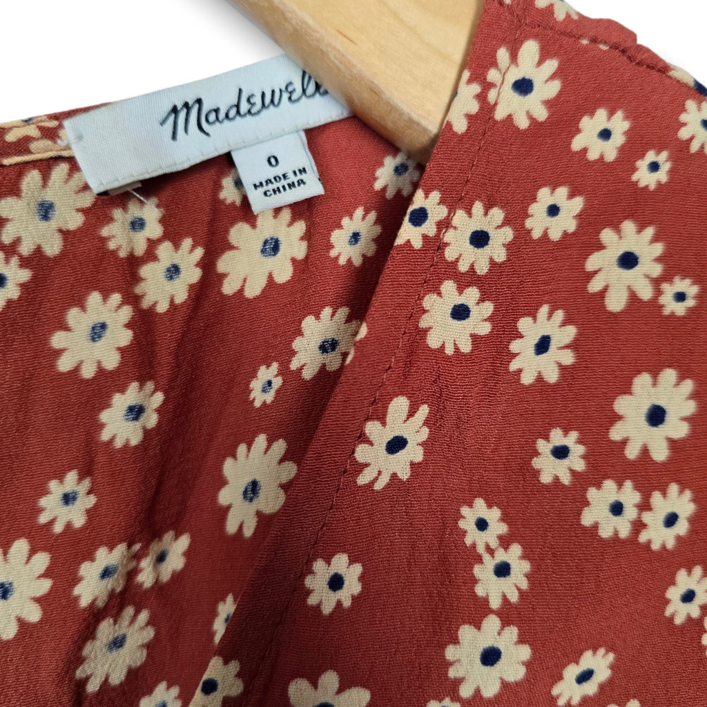 Madewell Women’s Rust Floral V-Neck Romper | Size 0