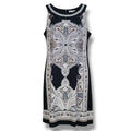 Sandra Darren Women’s Sleeveless Printed Jersey Necklace Dress Black Beige