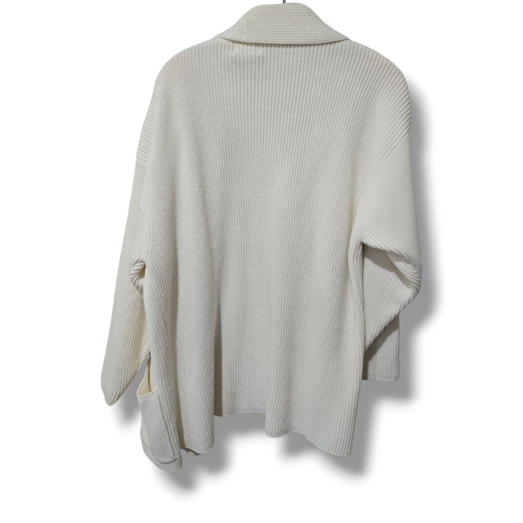 Roaman’s Women’s Vintage Cream Open Front Ribbed Cardigan - Size Medium