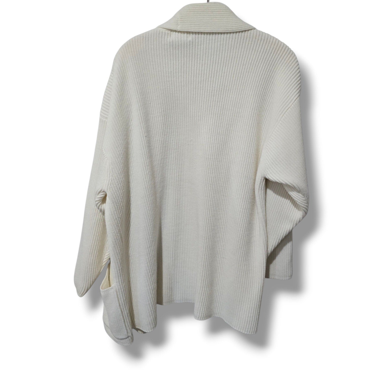 Roaman’s Women’s Vintage Cream Open Front Ribbed Cardigan - Size Medium